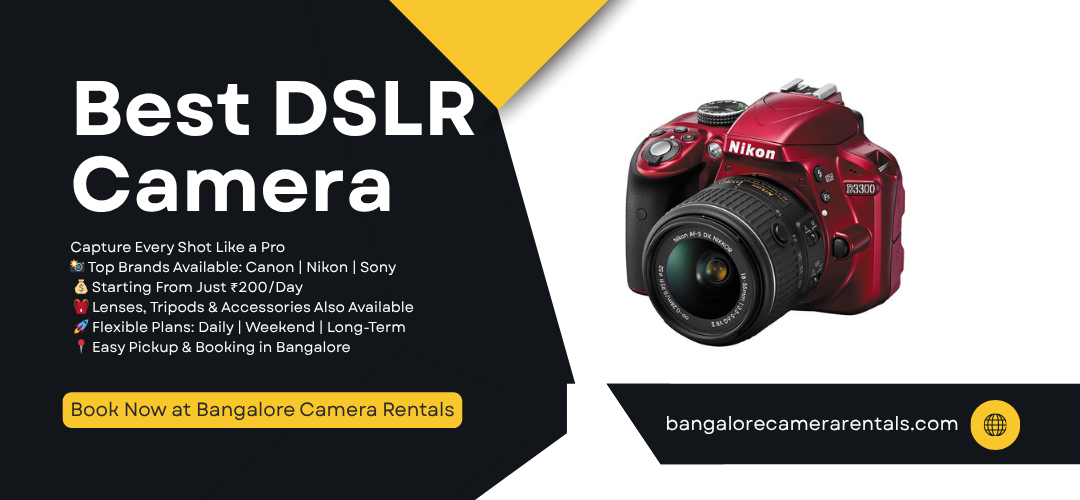 Find the best DSLR camera for rent in Bangalore – available now at unbeatable prices. Choose from top Canon models for your next shoot or event today!